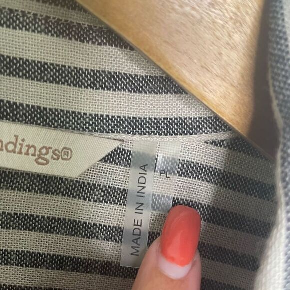 Soft Surroundings Women’s Striped Linen Blend Long Sleeve Top Size L Petite - Picture 6 of 8